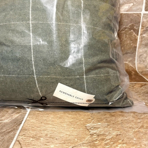 Hearth & Hand Plaid Oblong Lumbar Bed Pillow in Green/Cream 14×36 - Picture 12 of 13